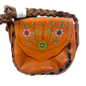 Vtg Hard Rock Cafe Tooled Leather Crossbody Bag Purse | NEW Vintage!
